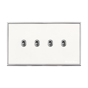 Executive Range Matt White with Polished Chrome Switches & Sockets, EX20 - 4 Gang Stockholm Toggle by Heritage Brass By M-Marcus