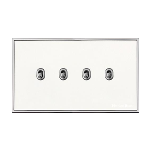 Executive Range Matt White with Polished Chrome Switches & Sockets, EX20 - 4 Gang Stockholm Toggle by Heritage Brass By M-Marcus