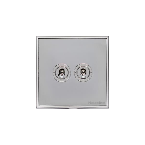 Executive Range Polished Chrome Switches & Sockets, EX22 - 2 Gang Toggle Switch by Heritage Brass By M-Marcus