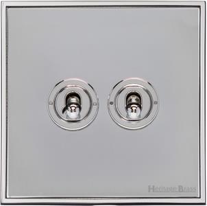 Heritage Brass Electrical, Executive Range - Polished Chrome - 2 Gang Dolly Switch, 2 Gang Dolly Switch, 2 Gang Dolly Switch, 20 Amp 2 Way Dolly Switches