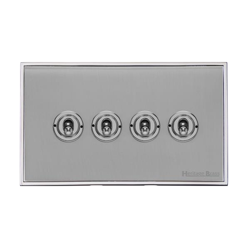 Executive Range Polished Chrome Switches & Sockets, EX22 - 4 Gang Toggle Switch by Heritage Brass By M-Marcus