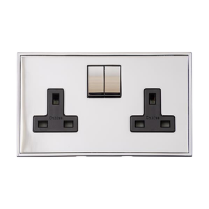 Executive Range Polished Chrome Switches & Sockets, EX22 - Double Socket (13 Amp) by Heritage Brass By M-Marcus