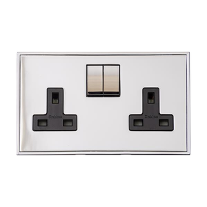 Executive Range Polished Chrome Switches & Sockets, EX22 - Double Socket (13 Amp) by Heritage Brass By M-Marcus