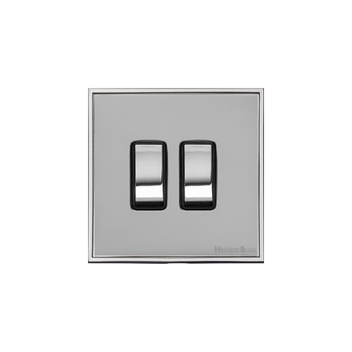 Executive Range Polished Chrome Switches & Sockets, EX22 - 2 Gang Rocker Switch by Heritage Brass By M-Marcus