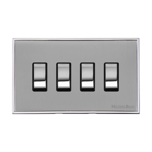 Executive Range Polished Chrome Switches & Sockets, EX22 - 4 Gang Rocker Switch by Heritage Brass By M-Marcus
