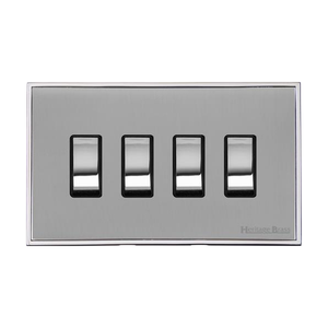 Executive Range Polished Chrome Switches & Sockets, EX22 - 4 Gang Rocker Switch by Heritage Brass By M-Marcus