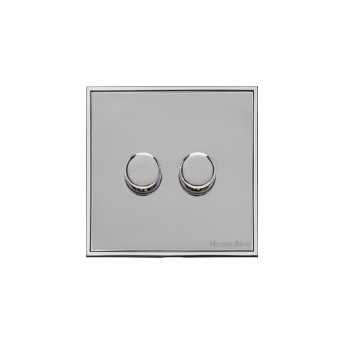Executive Range Polished Chrome Switches & Sockets, EX22 - 2 Gang TED Dimmer (Compatible with LED Lamps) by Heritage Brass By M-Marcus