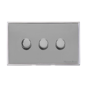 Executive Range Polished Chrome Switches & Sockets, EX22 - 3 Gang Dimmer 250 watts (Compatible with halogen/ incandescent bulbs) by Heritage Brass By M-Marcus