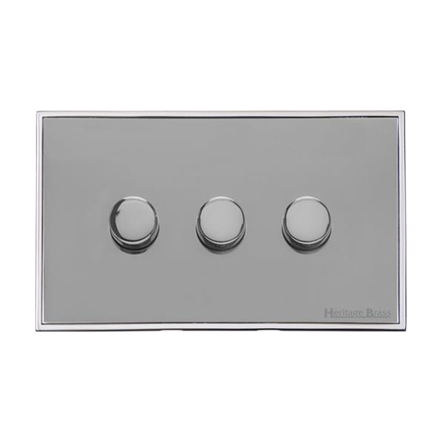 Executive Range Polished Chrome Switches & Sockets, EX22 - 3 Gang TED Dimmer (Compatible with LED Lamps) by Heritage Brass By M-Marcus
