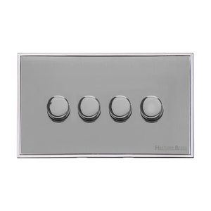 Executive Range Polished Chrome Switches & Sockets, EX22 - 4 Gang Dimmer 250 watts (Compatible with halogen/ incandescent bulbs) by Heritage Brass By M-Marcus