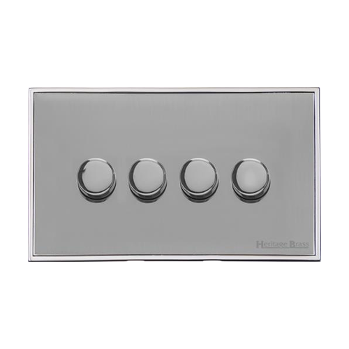 Executive Range Polished Chrome Switches & Sockets, EX22 - 4 Gang Dimmer 250 watts (Compatible with halogen/ incandescent bulbs) by Heritage Brass By M-Marcus