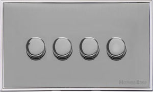 Executive Range Polished Chrome Switches & Sockets, EX22 - 4 Gang TED Dimmer (Compatible with LED Lamps) by Heritage Brass By M-Marcus