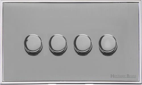 Executive Range Polished Chrome Switches & Sockets, EX22 - 4 Gang TED Dimmer (Compatible with LED Lamps) by Heritage Brass By M-Marcus
