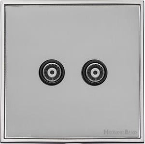 Heritage Brass Electrical, Executive Range - Satin Chrome - TV/FM Diplexed Socket, TV/FM Diplexed Socket, TV and Satellite Sockets, TV/FM Diplexed Socket