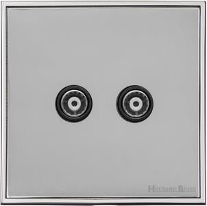 Heritage Brass Electrical, Executive Range - Satin Chrome - TV/FM Diplexed Socket, TV/FM Diplexed Socket, TV and Satellite Sockets, TV/FM Diplexed Socket