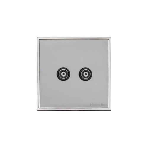 Executive Range Polished Chrome Switches & Sockets, EX22 - TV/FM Diplexed Socket by Heritage Brass By M-Marcus