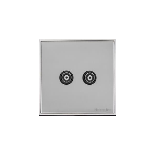 Executive Range Polished Chrome Switches & Sockets, EX22 - 2 Gang TV Coaxial Socket by Heritage Brass By M-Marcus