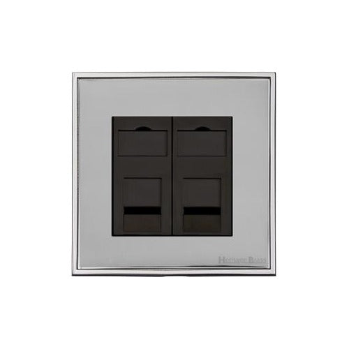 Executive Range Polished Chrome Switches & Sockets, EX22 - 2 Gang CAT6 by Heritage Brass By M-Marcus