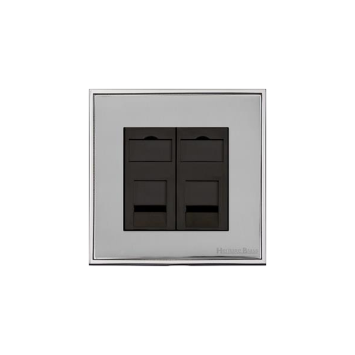 Executive Range Polished Chrome Switches & Sockets, EX22 - 2 Gang Secondary Line Socket by Heritage Brass By M-Marcus