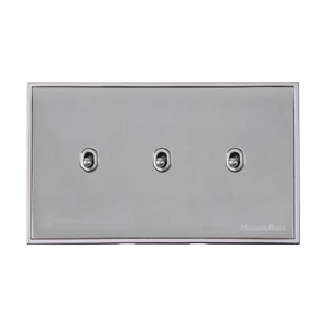 Executive Range Polished Chrome Switches & Sockets, EX22 - 3 Gang Stockholm Toggle by Heritage Brass By M-Marcus