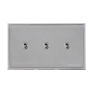 Executive Range Polished Chrome Switches & Sockets, EX22 - 3 Gang Stockholm Toggle by Heritage Brass By M-Marcus