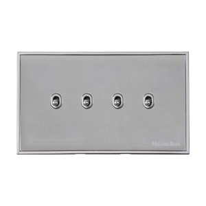 Executive Range Polished Chrome Switches & Sockets, EX22 - 4 Gang Stockholm Toggle by Heritage Brass By M-Marcus