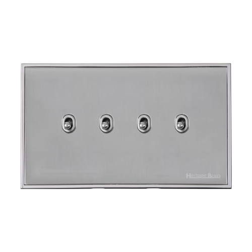 Executive Range Polished Chrome Switches & Sockets, EX22 - 4 Gang Stockholm Toggle by Heritage Brass By M-Marcus
