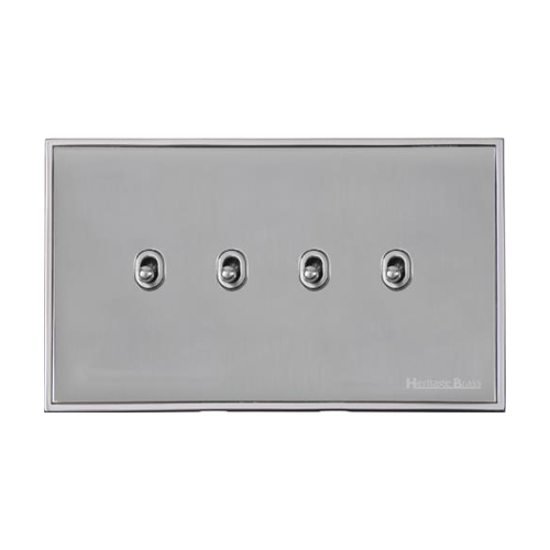 Executive Range Polished Chrome Switches & Sockets, EX22 - 4 Gang Stockholm Toggle by Heritage Brass By M-Marcus