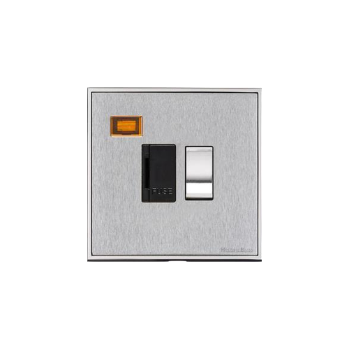 Executive Range Satin Chrome with Polished Chrome Switches & Sockets, EX23 - Switched Spur with Neon (13 Amp) by Heritage Brass By M-Marcus