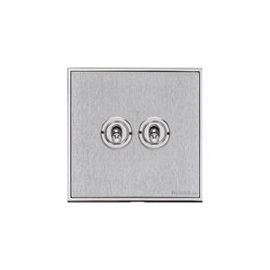 Executive Range Satin Chrome with Polished Chrome Switches & Sockets, EX23 - 2 Gang Toggle Switch by Heritage Brass By M-Marcus