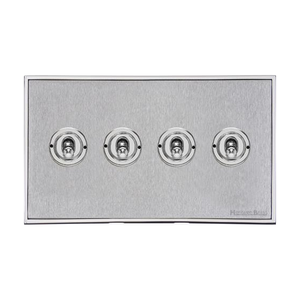 Executive Range Satin Chrome with Polished Chrome Switches & Sockets, EX23 - 4 Gang Toggle Switch by Heritage Brass By M-Marcus
