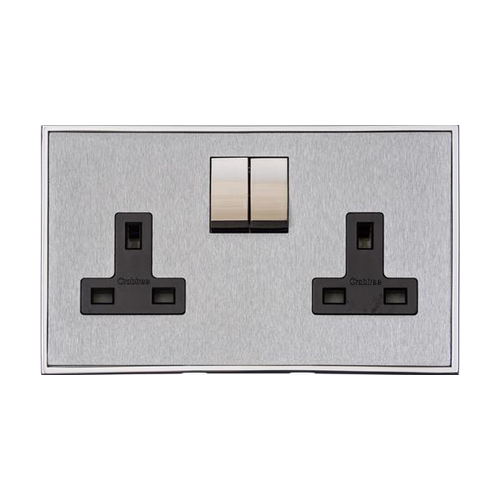 Executive Range Satin Chrome with Polished Chrome Switches & Sockets, EX23 - Double Socket (13 Amp) by Heritage Brass By M-Marcus