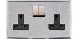 Executive Range Satin Chrome with Polished Chrome Switches & Sockets, EX23 - Double Socket (13 Amp) by Heritage Brass By M-Marcus