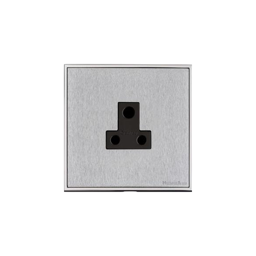 Executive Range Satin Chrome with Polished Chrome Switches & Sockets, EX23 - 5 Amp 3 Round Pin Socket by Heritage Brass By M-Marcus
