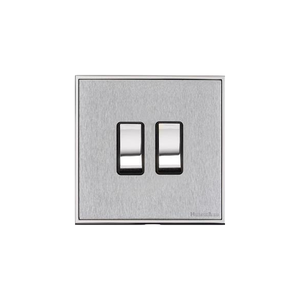 Executive Range Satin Chrome with Polished Chrome Switches & Sockets, EX23 - 2 Gang Rocker Switch by Heritage Brass By M-Marcus