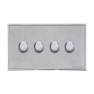 Executive Range Satin Chrome with Polished Chrome Switches & Sockets, EX23 - 4 Gang Dimmer 250 watts (Compatible with halogen/ incandescent bulbs) by Heritage Brass By M-Marcus