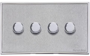 Executive Range Satin Chrome with Polished Chrome Switches & Sockets, EX23 - 4 Gang TED Dimmer (Compatible with LED Lamps) by Heritage Brass By M-Marcus
