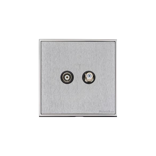 Executive Range Satin Chrome with Polished Chrome Switches & Sockets, EX23 - TV/Satellite Socket by Heritage Brass By M-Marcus