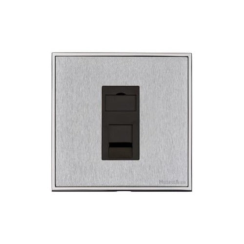 Executive Range Satin Chrome with Polished Chrome Switches & Sockets, EX23 - 1 Gang CAT6 by Heritage Brass By M-Marcus