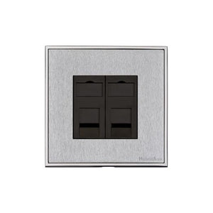 Executive Range Satin Chrome with Polished Chrome Switches & Sockets, EX23 - 2 Gang CAT6 by Heritage Brass By M-Marcus