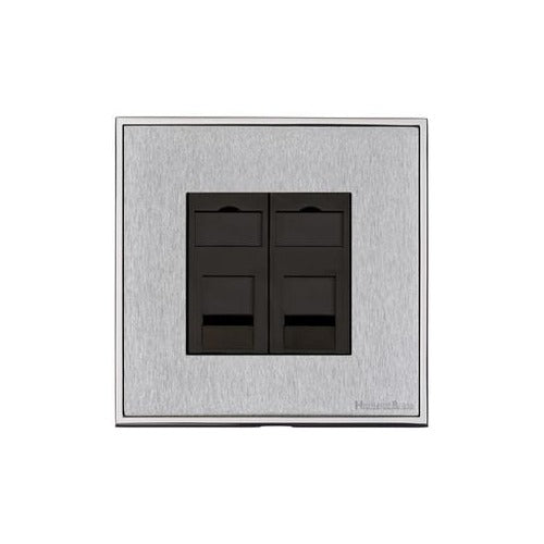 Executive Range Satin Chrome with Polished Chrome Switches & Sockets, EX23 - 2 Gang CAT6 by Heritage Brass By M-Marcus