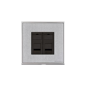 Executive Range Satin Chrome with Polished Chrome Switches & Sockets, EX23 - 2 Gang Secondary Line Socket by Heritage Brass By M-Marcus
