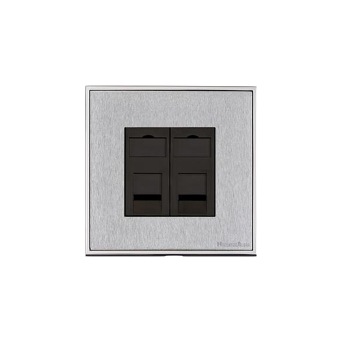 Executive Range Satin Chrome with Polished Chrome Switches & Sockets, EX23 - 2 Gang Secondary Line Socket by Heritage Brass By M-Marcus