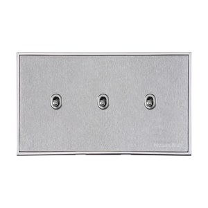 Executive Range Satin Chrome with Polished Chrome Switches & Sockets, EX23 - 3 Gang Stockholm Toggle by Heritage Brass By M-Marcus