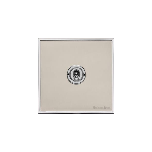 Executive Range Satin Nickel with Polished Chrome Switches & Sockets, EX25 - 1 Gang Intermediate Toggle Switch by Heritage Brass By M-Marcus
