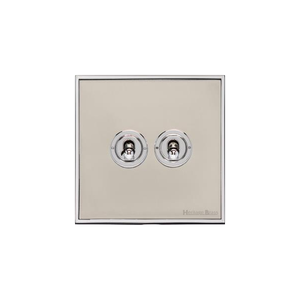 Executive Range Satin Nickel with Polished Chrome Switches & Sockets, EX25 - 2 Gang Toggle Switch by Heritage Brass By M-Marcus