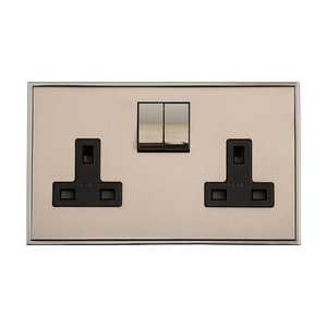 Executive Range Satin Nickel with Polished Chrome Switches & Sockets, EX25 - Double Socket (13 Amp) by Heritage Brass By M-Marcus