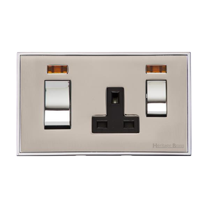 Executive Range Satin Nickel with Polished Chrome Switches & Sockets, EX25 - 45A Cooker Unit + 13A Socket by Heritage Brass By M-Marcus