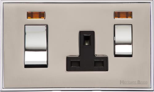 Executive Range Satin Nickel with Polished Chrome Switches & Sockets, EX25 - 45A Cooker Unit + 13A Socket by Heritage Brass By M-Marcus