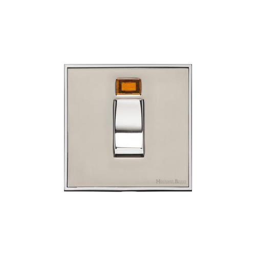 Executive Range Satin Nickel with Polished Chrome Switches & Sockets, EX25 - 45A DP Cooker Switch with Neon (single plate) by Heritage Brass By M-Marcus